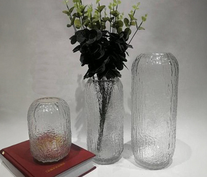 Ваза стеклянная D17 * H34 см, 1 шт., прозрачный