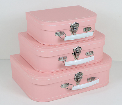 Набор коробок-сундуков 29,8×20,8×8,6H, 24,8×17,7×8H, 19,8×14,3×7,2H см, 3 шт., св.розовый