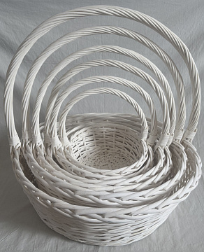 Набор корзин плетеных (ива), 65*65*22*64, 57*57*20*58, 49*49*18*52, 42*42*16*46, 35*35*14*40, 28*28*12*34, 6 шт., белый