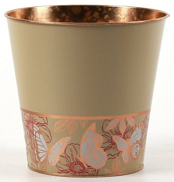 Декоративное кашпо "Бабочки" D17XH16CM/B12, металл, бежевый