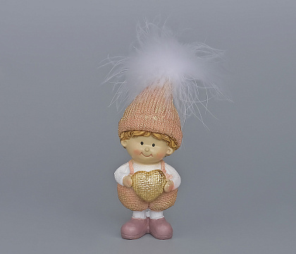 Декоративное новогоднее изделие Мальчик, 12 см, золотисто-розовый