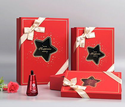 Набор коробок подарочных 29*21*9,5, 26*19*8, 23*17*6,5, 3 шт., красный