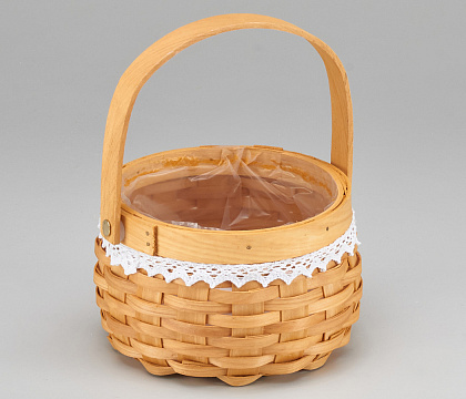 Корзина плетеная (секвойя), 16х16x10,5 см, 1 шт., натуральный с окантовкой