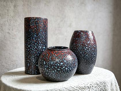 Ваза керамическая декоративная, цвет темно-красный, 21*22 см.