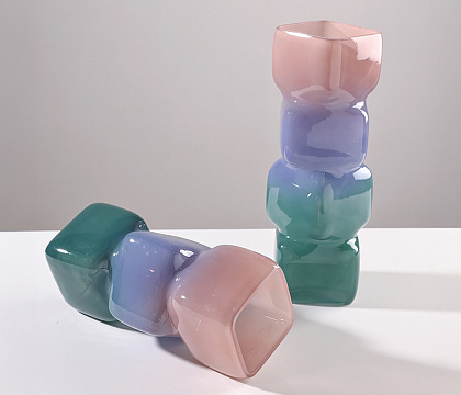 Ваза стеклянная D10 * H34,  1 шт., мультиколор