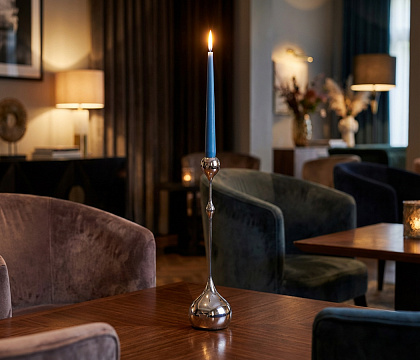 Подсвечник декоративный серия "Капля", капля вверху, цвет серебро, 8*35 см