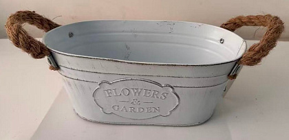 Кашпо металлическое 24*13*10  19*9 , 1 шт., белый