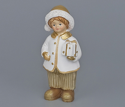 Декоративное новогоднее изделие Мальчик, 10 см, белый с золотом