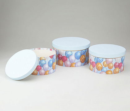 Набор коробок "Воздушные шарики" 26x14см, 23,5x13см,21x12см, 3 шт., голубой