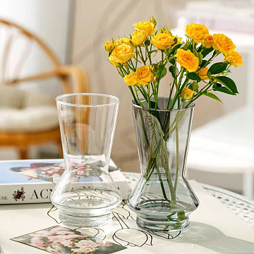 Ваза стеклянная 9,5* 19,5  см, 1 шт., серый