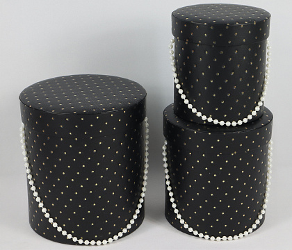 Набор коробок для цветов "Жемчужная россыпь"16,5x18H, 14,5x15H, 12,5*13H см, 3 шт., черный