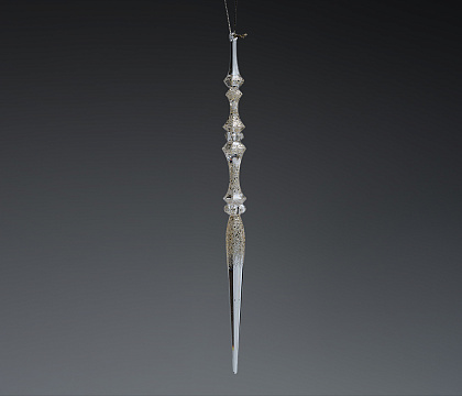 Фигурка декоративная сосулька на подвеске с отделкой из глиттера, 30,8 см, акрил, 1 шт.