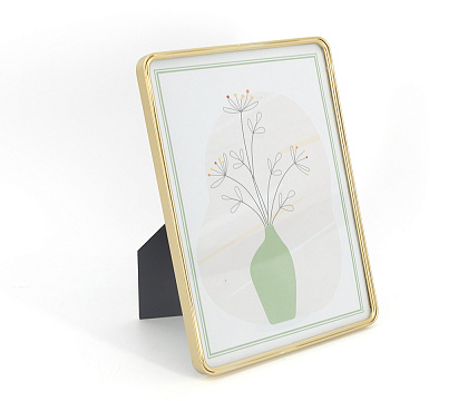 Фоторамка декоративная с металлическим багетом, цвет золото, со стеклом, 15x20 см