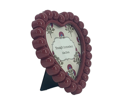 Фоторамка декоративная из эпоксидной смолы, серия "Бабл", цвет красный, со стеклом, 10x10 см