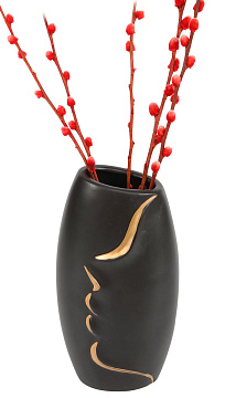 Ваза керамическая, цвет черно-золотой, 12,5*9*23,5 см