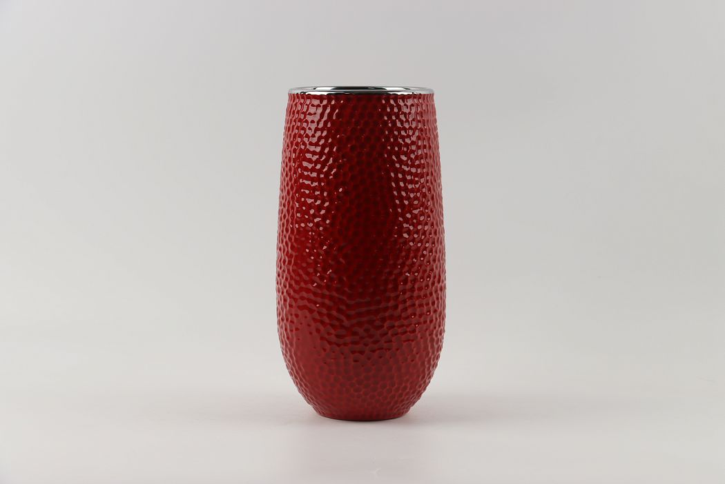 Керамическая декоративная ваза, цвет красный/серебро, 16*16*30 см
