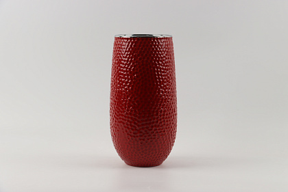 Керамическая декоративная ваза, цвет красный/серебро, 16*16*30 см