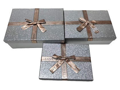 Набор коробок для подарков 29*21*9,5, 26*19*8, 23*17*7 см, 3 шт., серый