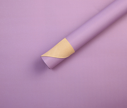 Водонепроницаемый упак. материал флористическая пленка с крафт бумагой, 80гр/м2, 50 см*10 м, сиреневый