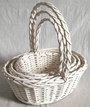 Набор корзин плетеных (ива), 38*30*14*37CM, 32*25*12*33CM, 26*20*10*29CM, 3 шт., белый