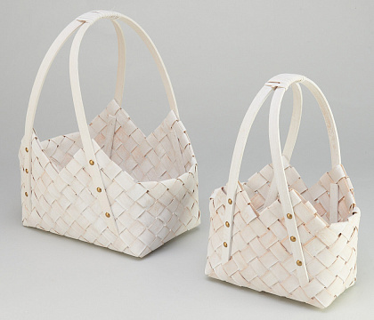 Набор корзин плетеных (секвойя), 30x21x13*19/39cm. 22x15x14/18.5/34cm, 2 шт., белый