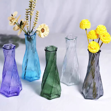 Ваза стеклянная D9 * H19 см, 1 шт., изумрудный