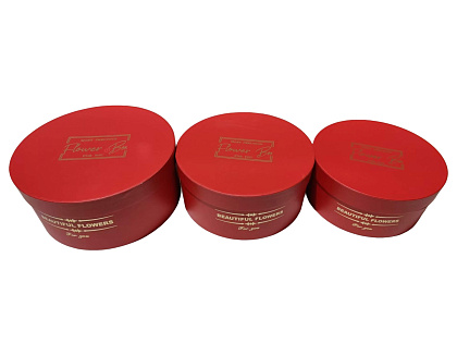 Набор коробок для цветов 25*11, 22*10, 20,5*9 см, 3 шт., красный