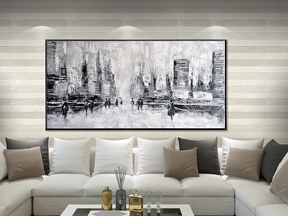 Картина "Мегаполис", 100% ручная работа, рама пластиковая, 70x140