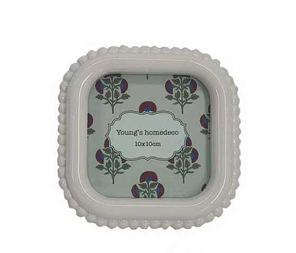 Фоторамка декоративная из эпоксидной смолы, серия "Бабл", цвет белый, со стеклом,10x10 см