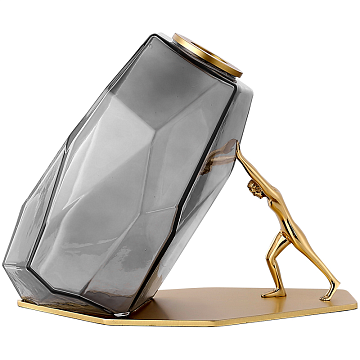 Ваза декоративная, цвет серо-золотой, 27,5*15*22 см