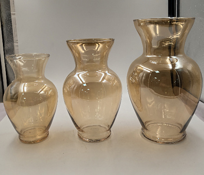 Ваза стеклянная D17 * H27 см, 1 шт.,коричнево-золотой