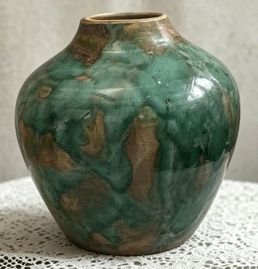 Ваза керамическая декоративная, цвет изумрудный, 20*20 см.