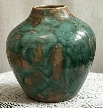 Ваза керамическая декоративная, цвет изумрудный, 20*20 см.