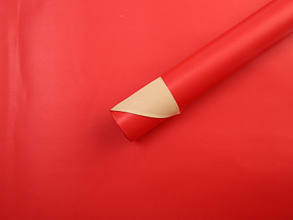 Водонепроницаемый упак. материал флористическая пленка с крафт бумагой, 80гр/м2, 50 см*10 м, красный