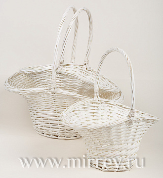 Набор корзин плетеных (ива), 47х37х23/22/46 см, 40х31х20/19/41 см, 33х26х17/16/36 см, 3 шт., белый