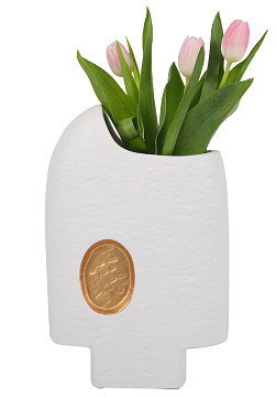 Ваза керамическая, цвет бело-золотой, 19*9,5*29 см