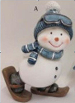 Декоративное новогоднее изделие Снеговик на лыжах 1, 15 см