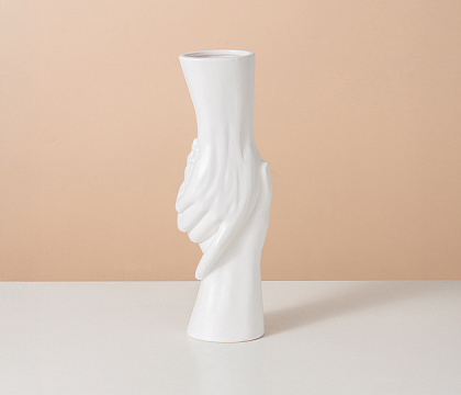 Керамическая декоративная ваза, цвет белый, 10,5*8*31 см
