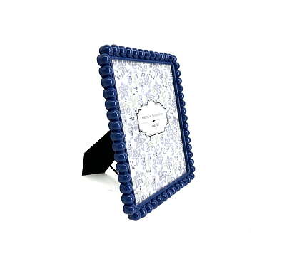 Фоторамка декоративная из эпоксидной смолы, серия "Бабл", цвет синий, со стеклом, 20x25 см