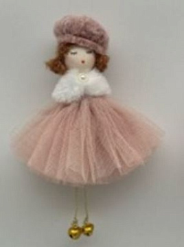 Новогоднее декоративное изделие подвеска "Фея", 17 см, розовый
