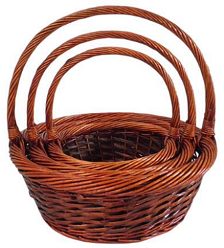 Набор корзин плетеных (ива) 49*H18 TH45, 39*H16 TH38, 30*H13 TH33, 3 шт., коричнев.