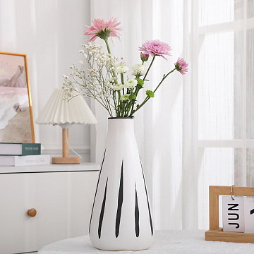 Ваза керамическая, цвет бело-черный, 12,5*25 см