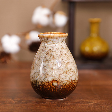 Ваза керамическая, цвет черный, 8*10,9 см