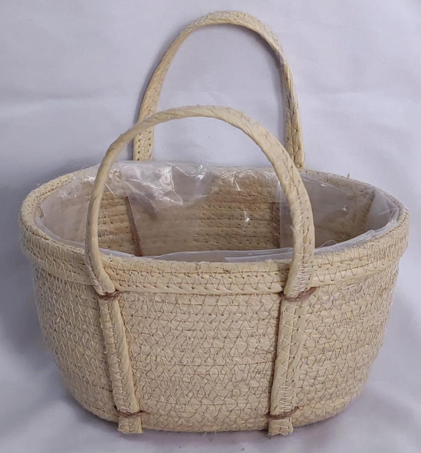 Корзина плетеная из эколозы 23x13xH13XHH22XB18X9, 1 шт., выбеленный