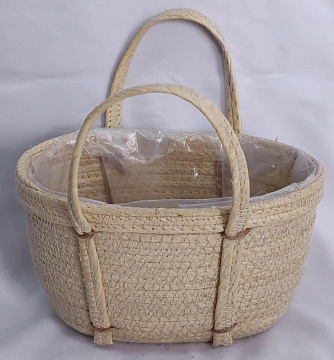 Корзина плетеная из эколозы 23x13xH13XHH22XB18X9, 1 шт., выбеленный