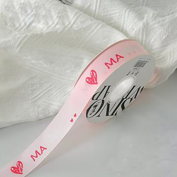 Лента декоративная "МАМА", полиэстер,  25 мм х 20 ярд., розовый (8 шт./упак.)