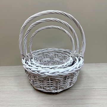 Н-р корзин плетеных (ива): 36*36*15H HH39, 30*30*13H HH34, 24*24*12H HH29, 3 шт., белый