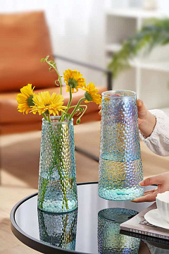 Ваза стеклянная D9 * H20 см, 1 шт, голубой