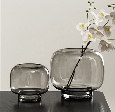 Ваза стеклянная 23*23*20 см, 1 шт., серый