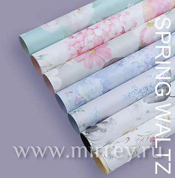 Дизайнерская бумага "Flowers", 53см х 53см, 100г/м2, 10 листов /упак, пастельно-голубой